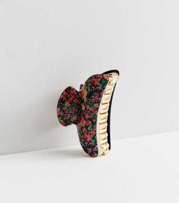 Black Ditsy Floral Claw Clip