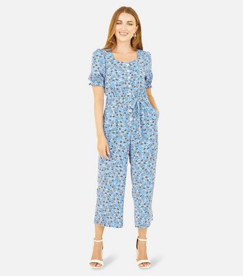 Yumi Blue Floral Jumpsuit New Look