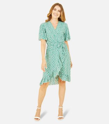 Green spotted 2024 wrap dress