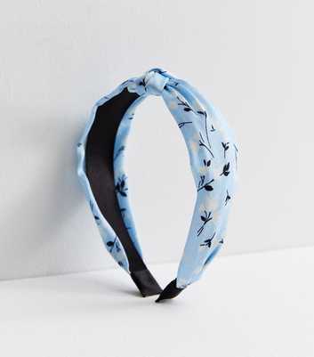 Pale Blue Ditsy Floral Knot Headband