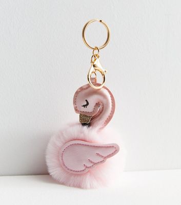 Flamingo pom clearance pom keyring