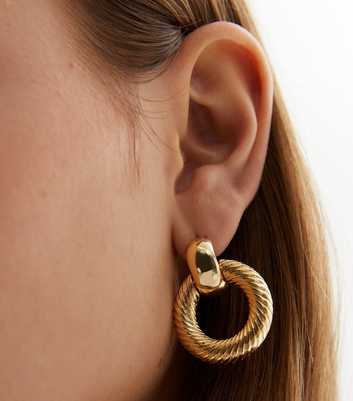 Gold Textured Mini Doorknocker Earrings