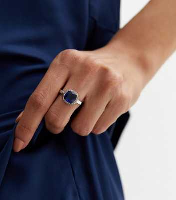 Blue Cubic Zirconia Square Band Ring