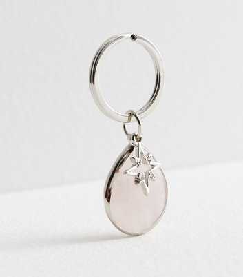 Pink Semi Precious Stone Diamanté Star Keyring