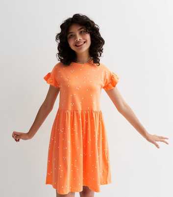Name It Orange Spot Frill Sleeve Dress