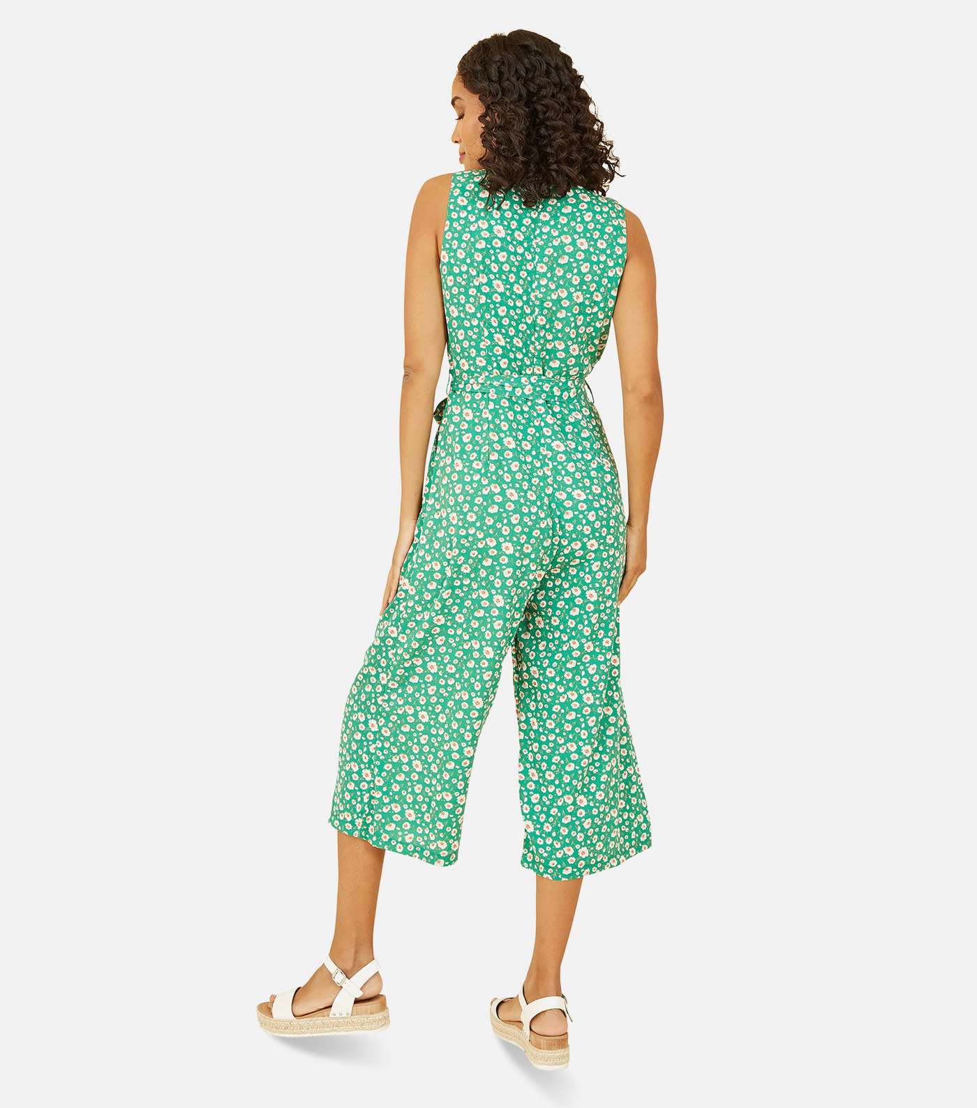 Mela Green Daisy Belted Sleeveless Crop Jumpsuit Image 4