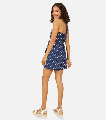 Mela Navy Polka Dot Playsuit New Look