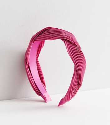 Bright Pink Plissé Plaited Headband