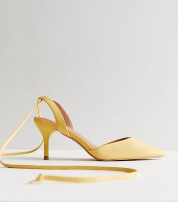 Yellow kitten heel store sandals