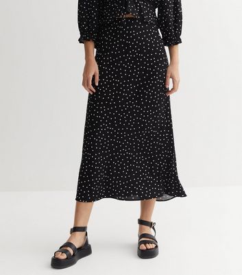 New look black sales polka dot skirt