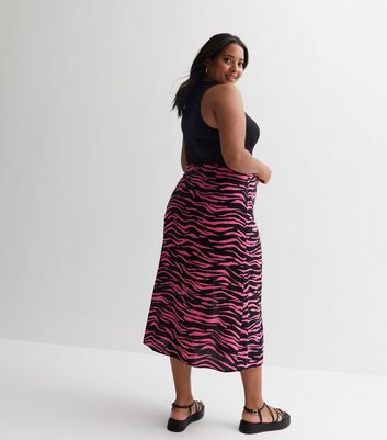 Pink zebra 2024 print midi skirt