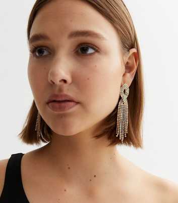Crystal Diamanté Crossover Tassel Earrings