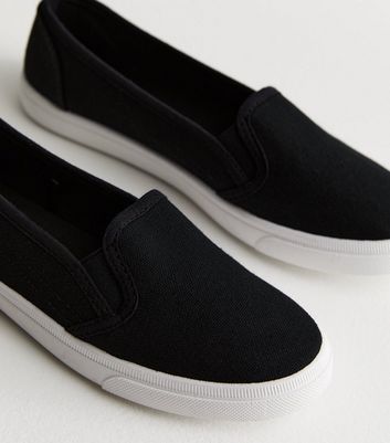 Black Canvas Slip On Trainers