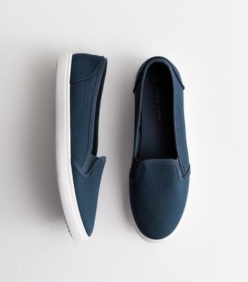 slip on navy trainers