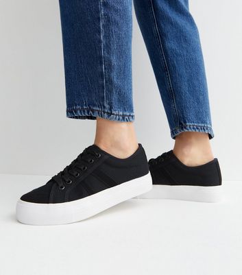 Flatform black cheap trainers