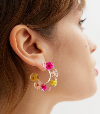 Accessorize London Women's Romantic Ramble Enamel Flower Hoop Earrings -  Accessorize India