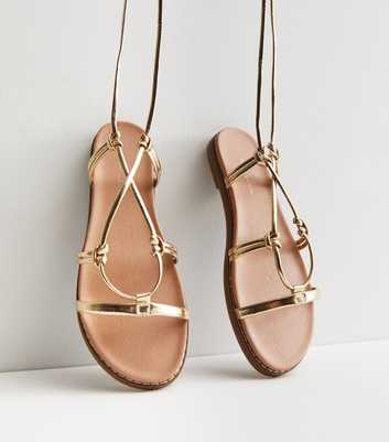 Gold Tie Strap Footbed Sandals