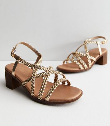 Wide Fit Tan Leather-Look Cross Strap Footbed Sandals | New Look