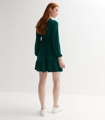 zara green frill dress