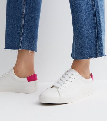 White Lace Up Chunky Trainers New Look Vegan