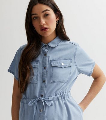 Blue utility tie cheap waist shirt dress