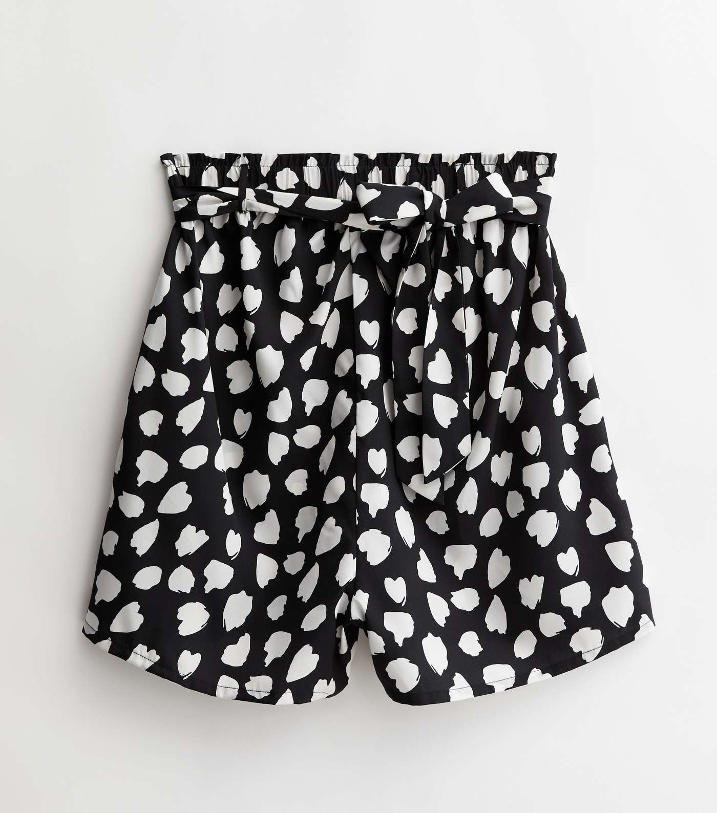 Maternity Black Animal Print Belted Paperbag Shorts Image 5
