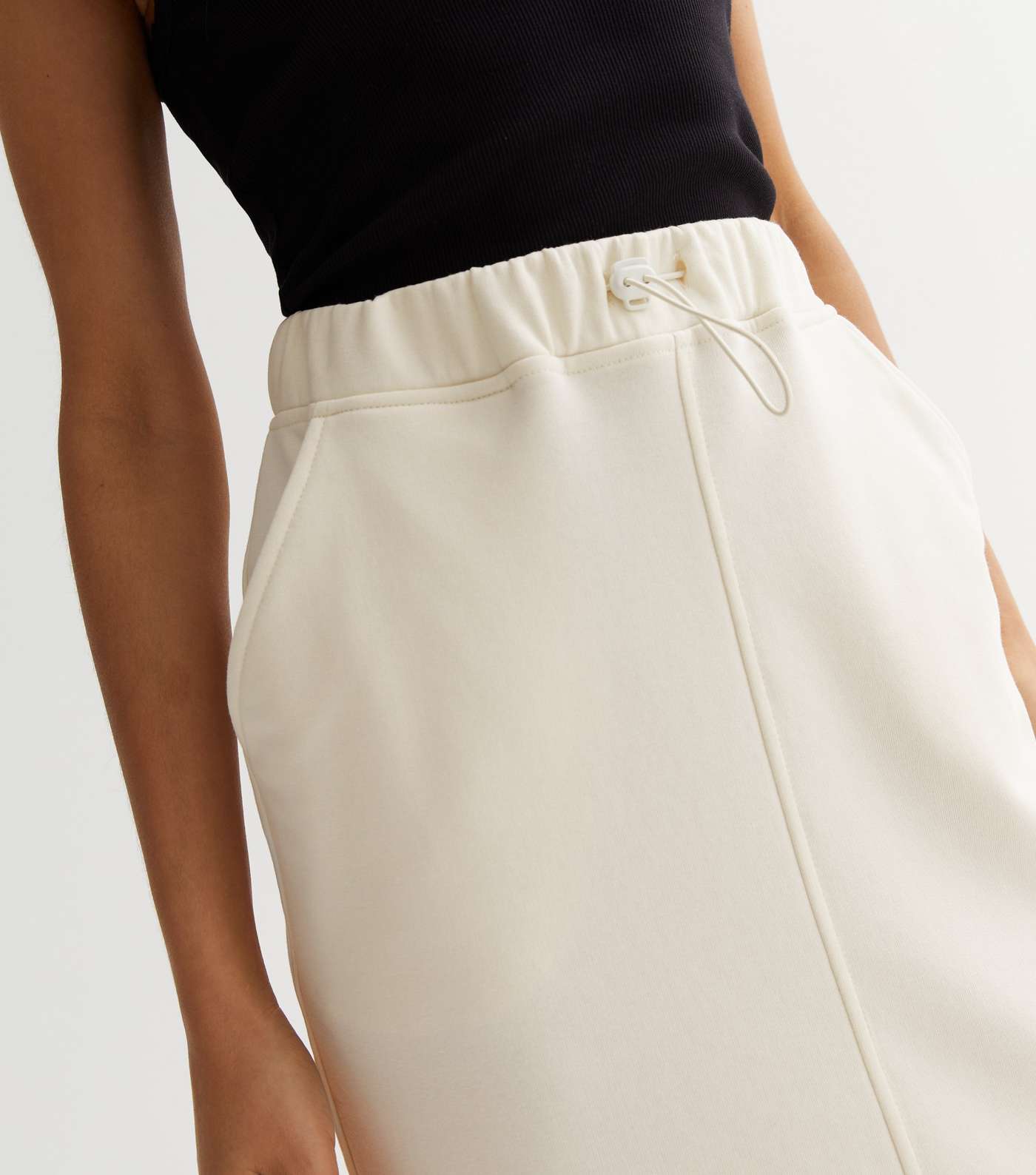 Petite Off White Jersey Seam Midi skirt Image 3