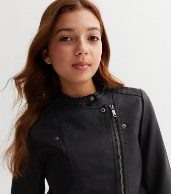 Girls leather hot sale look jacket