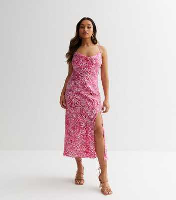 Petite Pink Spot Strappy Midi Slip Dress