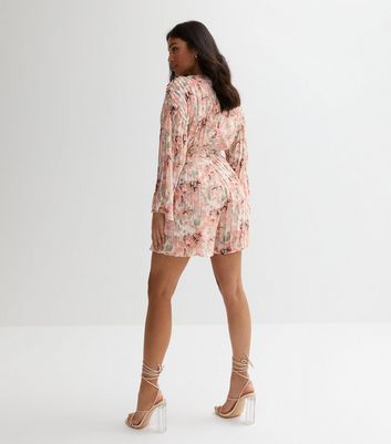 Petite Floral Pleated Playsuit New Look