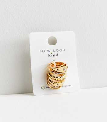 6 Pack Gold Mystical Diamanté Mixed Rings