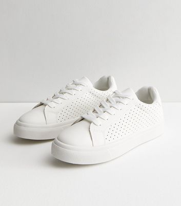 Non leather sales white trainers