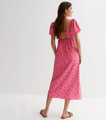 Pink polka dot outlet midi dress