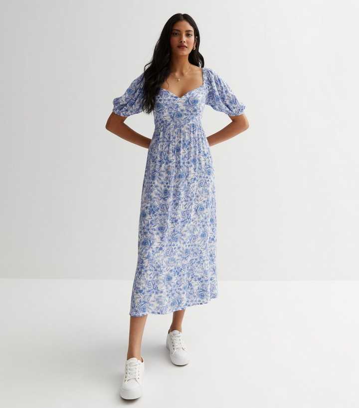 new look grey floral dress White Tie Back Midi Pink