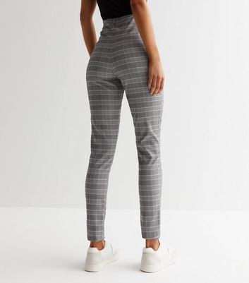 Cigarette trousers - Light grey/White checked - Ladies | H&M IN