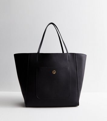 Black Leather-Look Tote Bag