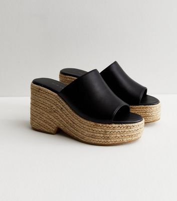 Black wedge outlet mule sandals