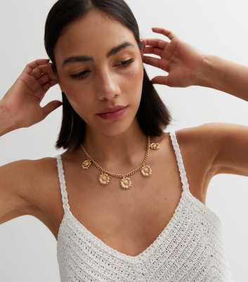 Gold Flower Charm Necklace