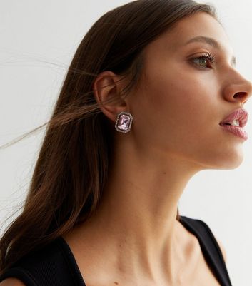 Big diamante shop earrings