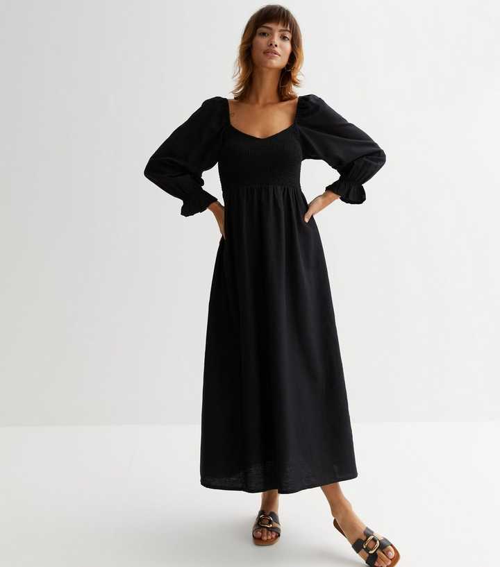 black midi dress with sleeves