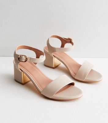 Nude mid outlet block heel sandals