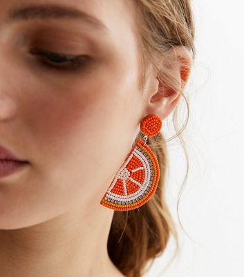 Orange hot sale beaded earrings