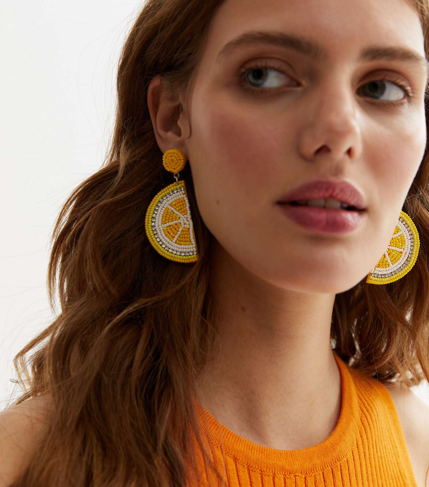 Yellow Fruit Beaded Earrings Image 2