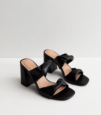 Black Satin Multi Strap Stiletto Heel Sandals | New Look