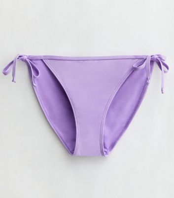 Lilac Tie Side Bikini Bottoms New Look