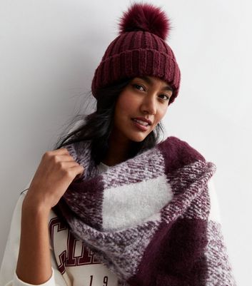 Womens burgundy cheap bobble hat