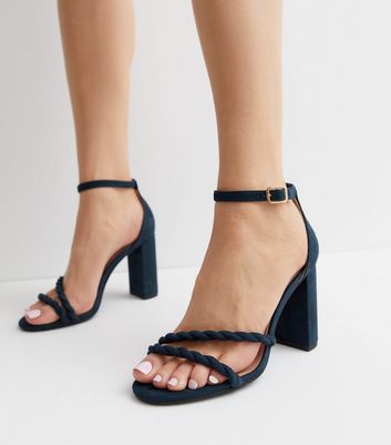 JM LOOKS Strappy Heels for Women Black Chunky Heels High Heeled Sandals  with Lace Up Fahsion