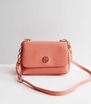 Coral Leather-Look Cross Body Bag