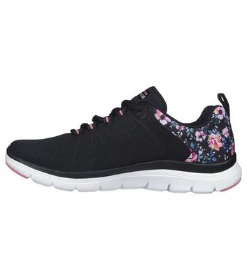 Black skechers 2025 with flowers