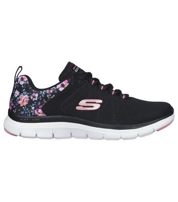 Pink skechers hot sale with flowers